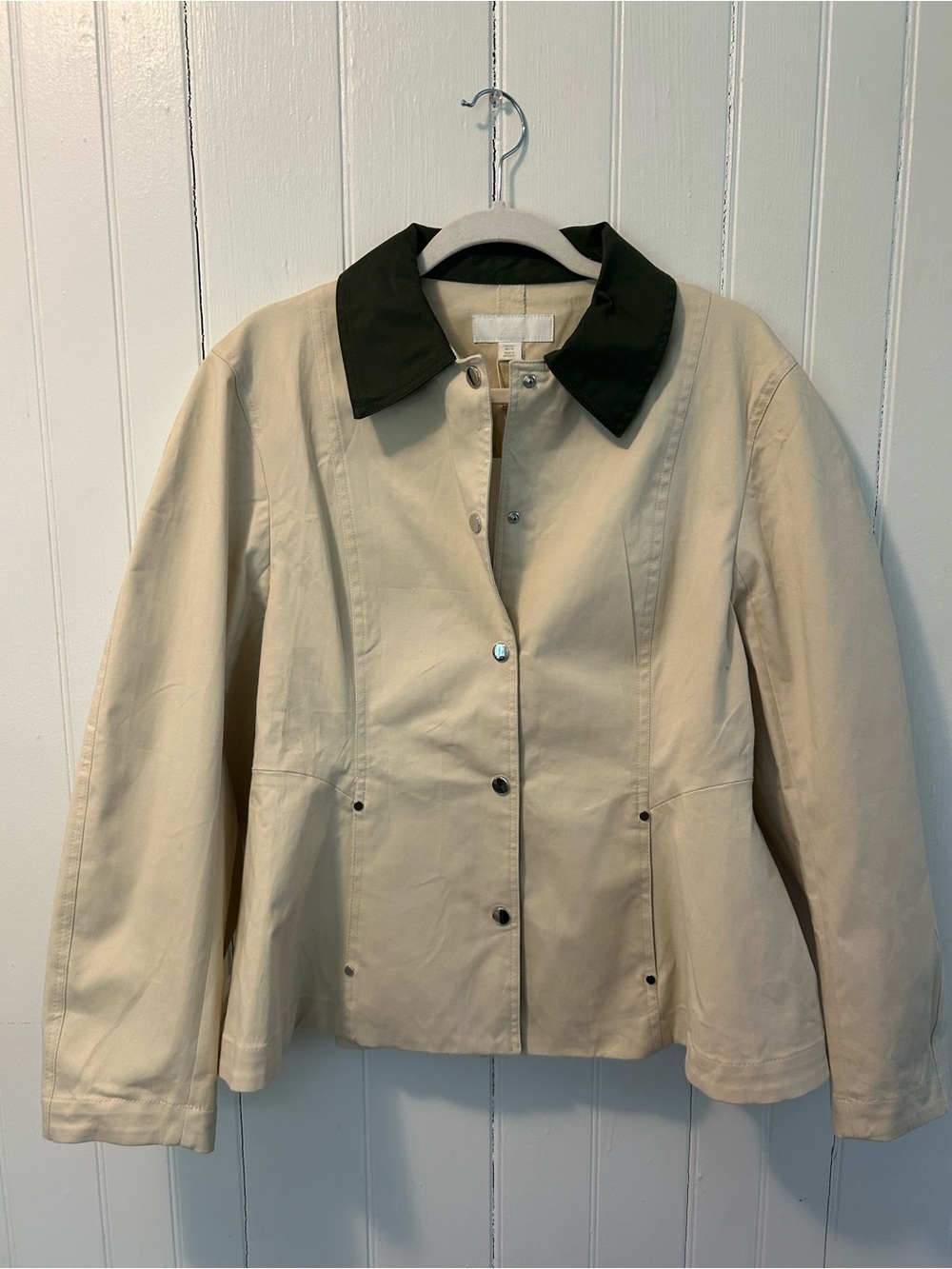 Zara Light Tan Peplum Jacket Preppy Minimalist Utility Jacket